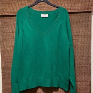 Old Navy Vibrant Green V-Neck Sweater